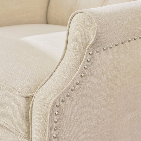 English Elm Charcoal Wingback Pushback Recliner with Button Tufted Diamond Fabric Upholstery Beige N763P410529A