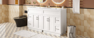 English Elm [video] 60 Inch Dual Sink Bathroom Vanity Mdf Cabinet Soft Close Doors Resin N729P000018K
