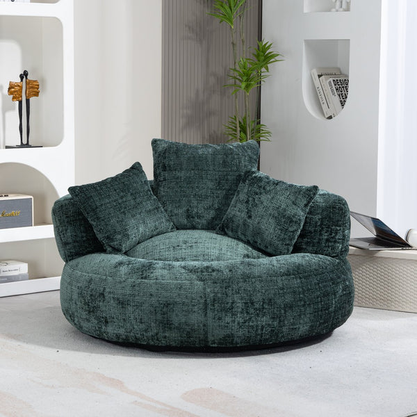 English Elm Lazy Sofa Oversized Ergonomic Bean Bag Lounger with High Wrap Back, Plush Chenille Foam Comfort for Living Room, Bedroom, Office Emerald W395P252054