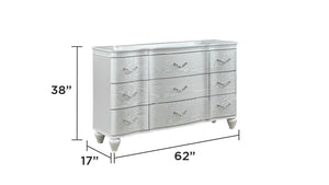 English Elm Eros 5-Piece Queen Bedroom Set With Button-Tufted Bed, Elegant Silver Finish & Handy Usb Nightstand B009S01618