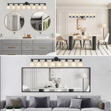 English Elm Modern 8-Light Vanity Bathroom Mirror Light, Frosted White Glass With Black Iron Frame, Contemporary Wall Sconce For Bedroom, Bathroom, and Dressing Room (Bulb Not Included)