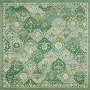 Unique Loom Penrose Blake Machine Made Trellis Rug Green, Beige/Blue/Ivory 8' 0" x 8' 0"