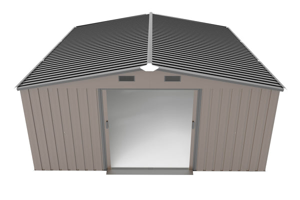 English Elm Campcraft 10x12 Ft Steel Outdoor Storage Shed with Daylight Windows and Weather Resistant Panels Brown W1598S00049
