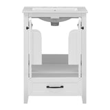 English Elm 24" Bathroom Vanity With Sink, Bathroom Vanity Cabinet With One Drawer and Doors, Solid Wood and Mdf, White