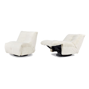 English Elm Jennifer Taylor Home - Rearden Oversized 35.5" Swivel Glider Recliner Chair in Pearl White Faux Sherpa Fur with Storage Pocket B2719P238499