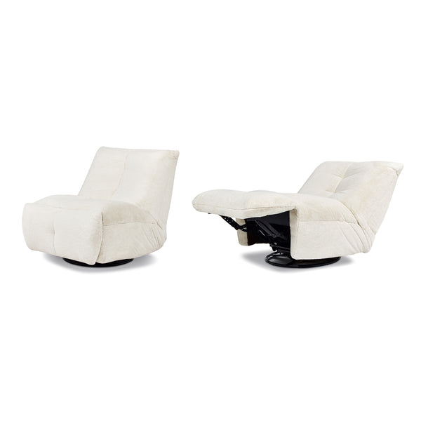 English Elm Jennifer Taylor Home - Rearden Oversized 35.5" Swivel Glider Recliner Chair in Pearl White Faux Sherpa Fur with Storage Pocket B2719P238499