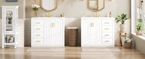 English Elm 72'' Bathroom Vanity With Ceramic Sink - Elegant Solid Wood Freestanding Set With Ample Storage & Soft-Close Doors N710SS00015K