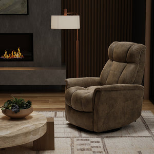 English Elm Global Home Swivel Glider Recliner With Adjustable Headrest & Footrest In Stylish Texas Slate Fabric B339P323113
