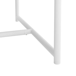 English Elm Wyncrest White Aluminum & Teak Outdoor Dining Table with Stone Top — Sturdy, Rust‑Resistant Patio centerpiece B2736P354346