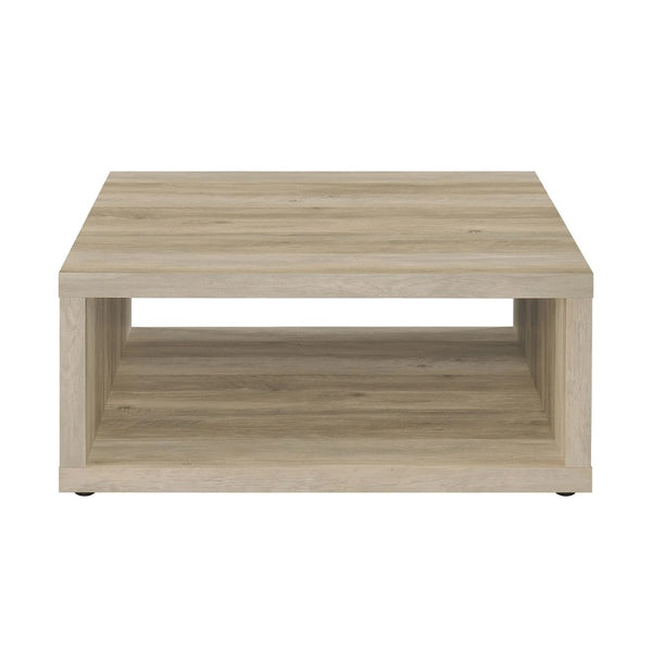 English Elm Square Engineered Wood Coffee Table - Distressed Pine Finish, Rustic Charm & Open Shelving Design B016P380696-GIGA