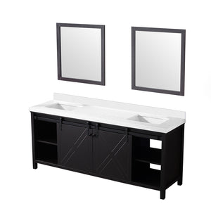 English Elm Brown Double Bath Vanity With White Quartz Countertop, Storage Solutions & Elegant Mirrors Included B2731S00860