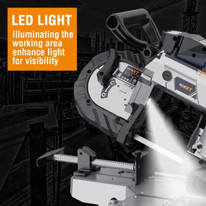 English Elm Band Saw Portable 10 Amp Variable Speed Aluminum Base with Led Light for Metal Wood T3177P305061