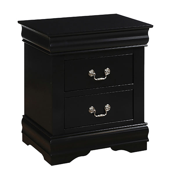 English Elm Black 2-Drawer Nightstand: Elegant Louis Philippe Design With Modern Touches For Stylish Storage Solutions B062P189238