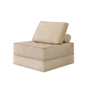 English Elm 33.4 Inch Modular Corduroy Lounge Chair with Spring Cushions for Compact Living Spaces Camel W3975P455223