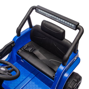 English Elm 12v Kids Electric Ride on Truck with Parental Remote Four Wheel Suspension and Led Lights Blue W1578P187460