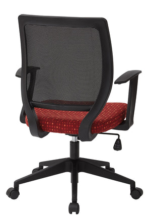 OSP Home Furnishings Screen Back Mesh Task Chair with Lumbar Support and T Arms for Home Office Use Ruby EM51022N-K114