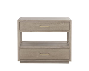 Sunpan Bridgerton Nightstand: Mid-Century Modern Oak Design with Soft Close Drawers and Open Shelf Space