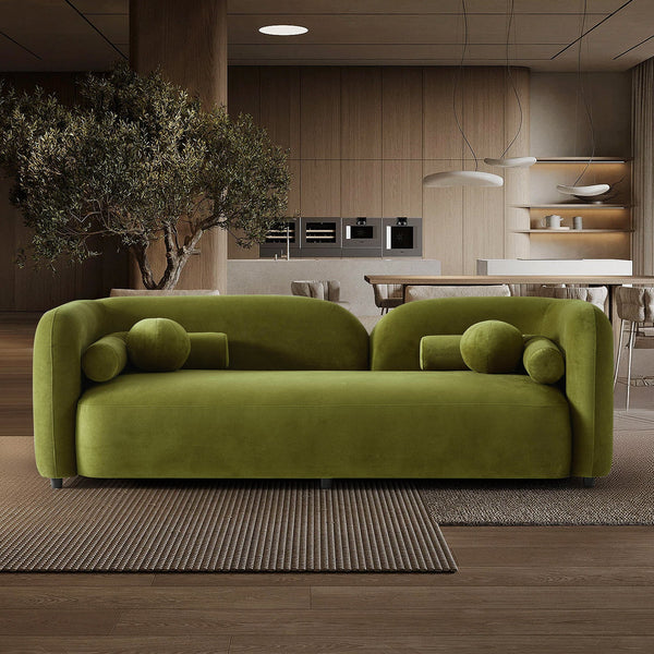 English Elm Donna Low-profile Velvet Sofa with Japandi Calm for Minimalist Living Rooms B183P423291