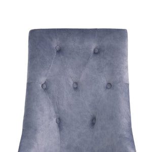 English Elm Dekel Upholstered High-Back Dining Chair Set of 2 with Tufted Padded Back, Stainless Frame and Legs Gray,Silver 49 L x 34 W x 25 H B2726P338121