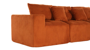 English Elm 101" Modular Cloud Sectional Corduroy Upholstered Sofa Reversible Chaise Living Room Orange W1170S00054