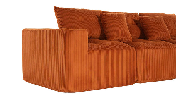 English Elm 101" Modular Cloud Sectional Corduroy Upholstered Sofa Reversible Chaise Living Room Orange W1170S00054