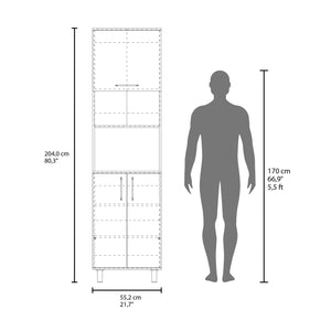 English Elm Kitchen White Pantry Cabinet with 3 Concealed Doors, 5 Adjustable Shelves & 4 Sturdy Legs, FSC Certified B097S00189