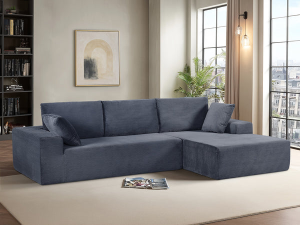 English Elm Cozyform Convertible Sectional Sofa - Soft Corduroy, No Assembly, Modern Design, Comfy & Versatile! B2735P359712