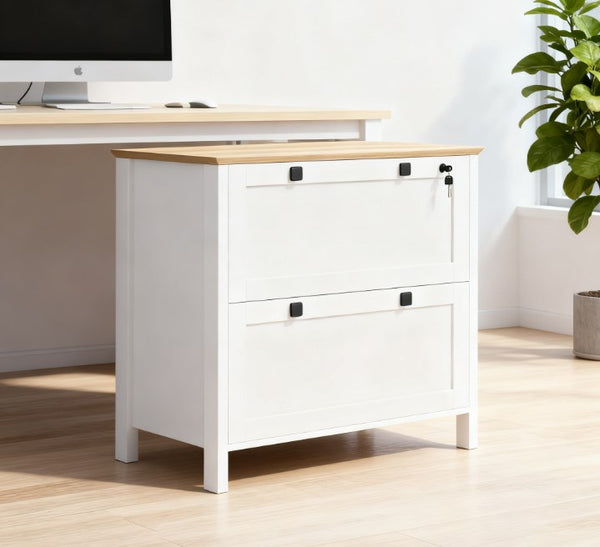 English Elm Lateral Filing Cabinet Two Drawer Printer Stand with Lock for Home Office Use T3971P412247