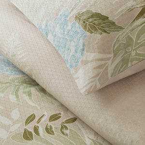 English Elm 5-piece Cotton Dobby Botanical Duvet Set with Embroidered Coastal Throw Pillows B035P463275
