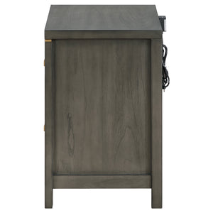 English Elm Herndon Grey 2-Drawer Nightstand with USB Port, Brass Accents & Wood Grain Finish for Modern Bedrooms B062P299925