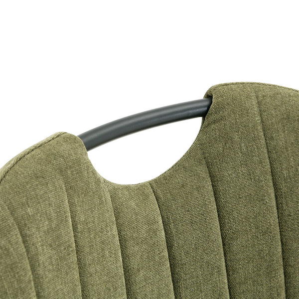 English Elm Set of 4 Olive Fabric Dining Chairs Ergonomic Cushion Black Steel Frame Modern Black+Green W1151P454883