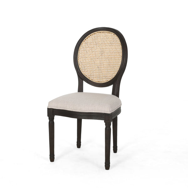 English Elm Christopher Knight Home® - DININGCHAIR Handcrafted Wicker & Fabric Dining Chair Set with Padded Seat, Rubberwood Frame Elegance Beige 65164.00BGE