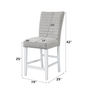 English Elm Elizaveta Gray Velvet Counter Height Chair Set of 2 - High Gloss White Trim, 60mm Cushion, 220lb Capacity B2726P345237