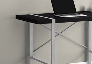 English Elm Computer Desk – Contemporary Black Laminate & Grey Metal For Home Office Or Compact Workspaces B2710P219886