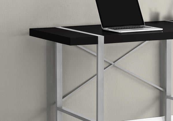 English Elm Computer Desk – Contemporary Black Laminate & Grey Metal For Home Office Or Compact Workspaces B2710P219886