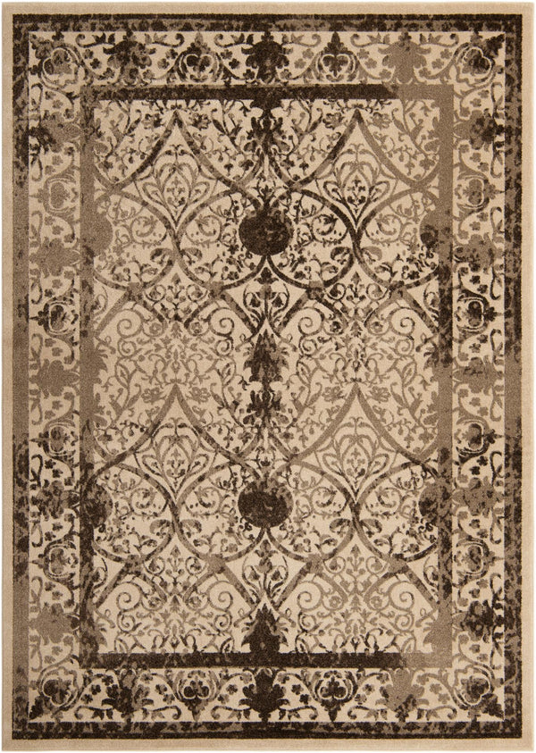 Unique Loom La Jolla Traditional Machine Made Floral Rug Beige, Beige/Brown/Ivory/Light Brown 7' 10" x 11' 0"