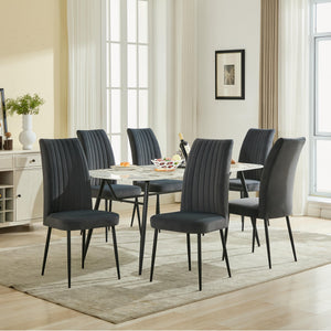 English Elm Adjustable Dark Grey Velvet Dining Chair Set Of 2 - Minimalist Iron Frame, Easy Assembly & Comfort W3615P340437