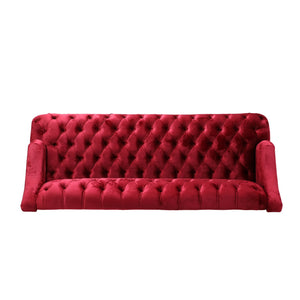English Elm Comfy Hi-back Three Seat Sofa with Tufted Pu Upholstery and Tapered Birch Legs N760P178601R