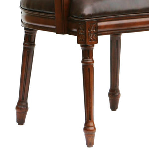 English Elm Benard Traditional Oval Back Leather Chair in Brown Faux Leather with Hand Carved Floral Details B050P229949