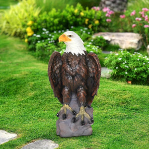 English Elm 13" Hand-painted Resin Bald Eagle Statue Patriotic Sculpture for Garden or Entryway W5709P462783