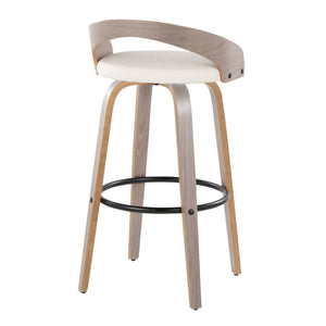 English Elm Barstool Set of 2 Swivel Faux Leather Seats Bentwood Frame for Kitchen Island B202S01910