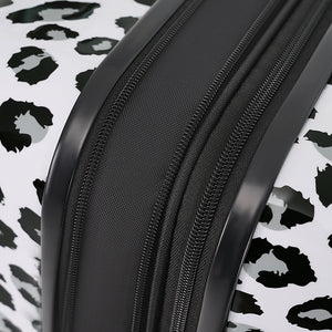 English Elm Hardshell Polycarbonate Luggage Set Three Piece Spinner Suitcases with Tsa Lock White+Black Leopard N732P218227B