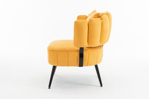 English Elm Decorative Chenille Barrel Tub Chair with Pocket Coil Cushion for Cozy Reading Nooks Yellow W5188P462022