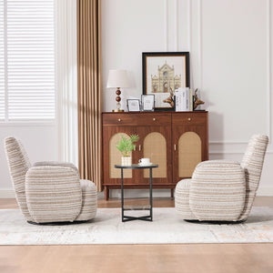 English Elm Modern Boucle 360° Swivel Leisure Chair with High‑Resilience Sponge, Supportive Curve, 550lb Capacity khaki W395P355481