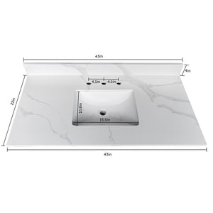 English Elm 43-inch Carrara Quartz Vanity Top Undermount Sink Backsplash Stain Resistant Bath W2699P459408