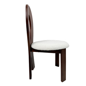 English Elm Dining Chairs Set Of 2 - Elegant Pure White Teddy Velvet With Deep Walnut Frame & Unique Backrest Design W2700P338556