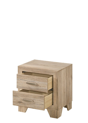 English Elm Miquell Natural Finish Nightstand with 2 Smooth-Glide Drawers, English Dovetail Build, Tapered Legs B2726P247679