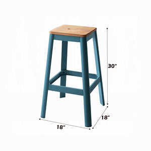 English Elm Casual Teal pine Bar Stool 30"H - Solid Wood Seat, Metal Frame Dining Chair for Modern Kitchens B2741P330140