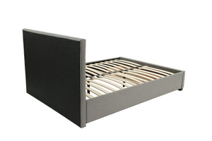 English Elm Modern Grey Polyfiber Full Size Bed Tufted Headboard with Under-Bed Storage Drawer, Simple Assembly B011S02006