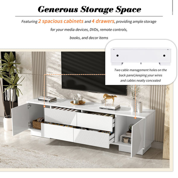 English Elm Vibe Haus Minimalist Media Console with Cabinets and Drawers for Living Room N724P360376K